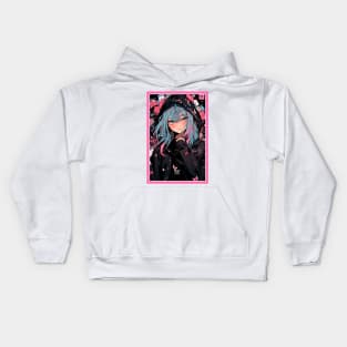 Aesthetic Anime Girl Pink Black | Quality Aesthetic Anime Design | Premium Chibi Manga Anime Art Kids Hoodie